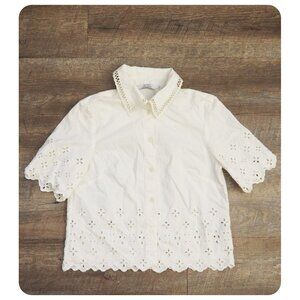 & Other Stories White Eyelet Button Down Shirt